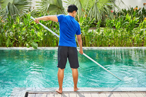 How do I get rid of the yellow dust on the floor of my pool